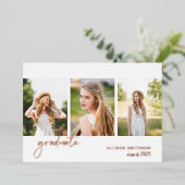 Invitation En Aluminium Rose moderne Gold Photo Graduation (Debout devant)