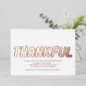 Invitation En Aluminium Rose moderne Gold Red Thanksgiving Dîner (Debout devant)