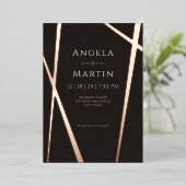 Invitation En Aluminium Rose moderne minimaliste noir (Debout devant)