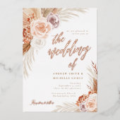 Invitation En Aluminium Rose Muet Pampas Terracotta Boho Mariage photo (Recto)