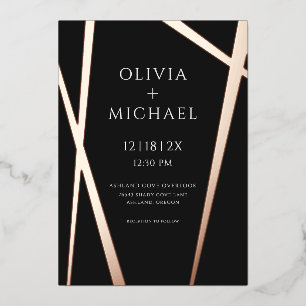 Invitation En Aluminium Rose noir moderne minimaliste