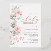 Invitation En Aluminium Rose or Blush Floral Butterfly Baby shower (Recto)