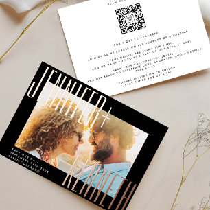 INVITATION EN ALUMINIUM ROSE OR BOLD NOMS PHOTO QR CODE ENREGISTRER LA DAT