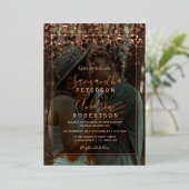 Invitation En Aluminium Rose or confetti typographie photo mariage (Debout devant)