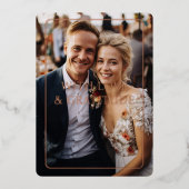 Invitation En Aluminium Rose-Or, Foil, Mariage, 1 Photo "Merci" (Recto)