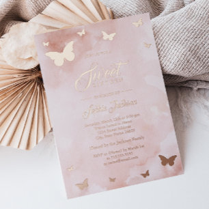 Invitation En Aluminium ROSE OR FOIL Papillon rose doux 16 Partie