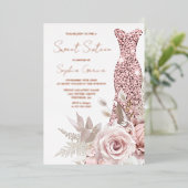 Invitation En Aluminium Rose Or, Robe Rose Bleue Douce 16 Vrai (Debout devant)