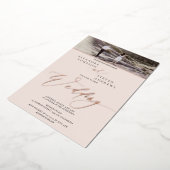 Invitation En Aluminium rose or script blush 2 photos mariage (Rotation)