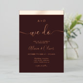 Invitation En Aluminium Rose or stripe initiales mariage photo rouge (Debout devant)