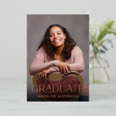 Invitation En Aluminium Rose photo Gold minimal moderne (Debout devant)