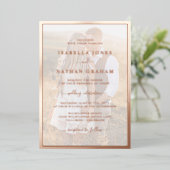 Invitation En Aluminium Rose photo moderne Mariage or (Debout devant)