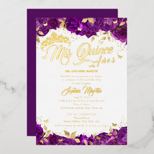 Invitation En Aluminium Rose pourpre Mis Quince Quinceanera