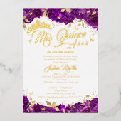 Invitation En Aluminium Rose pourpre Mis Quince Quinceanera (Recto)