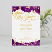 Invitation En Aluminium Rose pourpre Mis Quince Quinceanera (Debout devant)