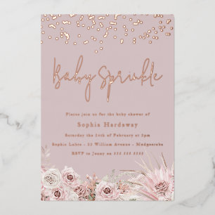 Invitation En Aluminium Rose Poussiéreuse Fête de Naissance Bébé Fille Ros