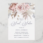 Invitation En Aluminium Rose poussiéreux et flush floral d'huile d'argent<br><div class="desc">Dusty Rose & Blush Floral Silver Foil Sweet 16 Party Foil Invitation Voir d'autres invitations dans notre Niche and Nest Store</div>