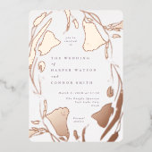 Invitation En Aluminium Rose Pressing Gold Spring Fleur sauvage Mariage (Recto)