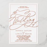 Rose romantique Gold Foil Calligraphy Cadre Mariag