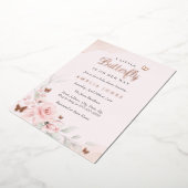 Invitation En Aluminium Rose rose  papillon Baby shower (Rotation)