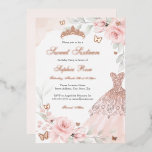 Invitation En Aluminium Rose rose papillon robe Sweet sixteen<br><div class="desc">Plus Joli Sweet 16 Invitations d'anniversaire dans le Little Bayleigh Store!</div>