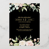 Invitation En Aluminium Rose Roses Grad Foil or/noir ID894 (Verso)