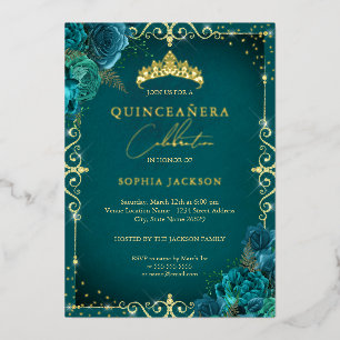 Invitation En Aluminium Rose Royale Ténèbre Quinceanera