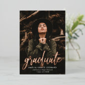 Invitation En Aluminium Rose scénarisé Gold Foil Photo Graduation Party (Debout devant)