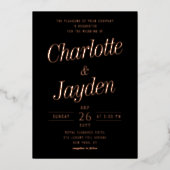 Invitation En Aluminium Rose simple élégant Gold Script Mariage photo (Recto)