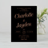 Invitation En Aluminium Rose simple élégant Gold Script Mariage photo (Debout devant)