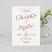 Invitation En Aluminium Rose simple élégant Gold Script Mariage photo (Debout devant)
