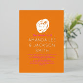 Invitation En Aluminium Rose Sunrise Pink Orange Mariage Rose (Debout devant)