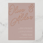 Invitation En Aluminium Rose Taupe | Mariage Rose Gold (Recto)