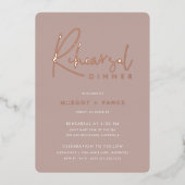 Invitation En Aluminium Rose Taupe Moderne Minimal Script Répétition Dîner (Recto)