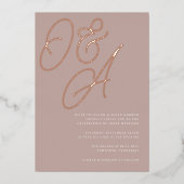 Invitation En Aluminium Rose Taupe | Rose Gold Script Monogram Mariage (Recto)