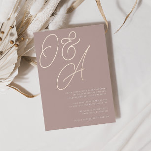 Invitation En Aluminium Rose Taupe   Rose Gold Script Monogram Mariage