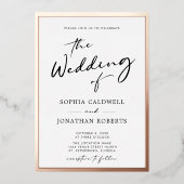 Invitation En Aluminium Rose tendance Gold Calligraphy Script Mariage (Recto)