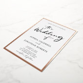 Invitation En Aluminium Rose tendance Gold Calligraphy Script Mariage (Rotation)