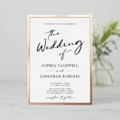 Invitation En Aluminium Rose tendance Gold Calligraphy Script Mariage (Debout devant)