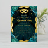 Invitation En Aluminium Rose turquoise Gold Masquerade Party Robe Quincean (Debout devant)