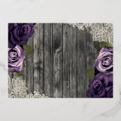 Invitation En Aluminium Rose violet gris bois et dentelle Mariage rustique (Verso)