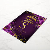 Invitation En Aluminium Rose violet Swirl Quinceanera Gold Table Numéro (Rotation)