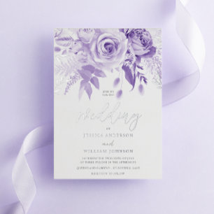 Invitation En Aluminium Rose Violette Enchantée Mariage Argent