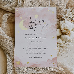 Invitation En Aluminium Rosée au-dessus du Baby shower d'huile d'or de la