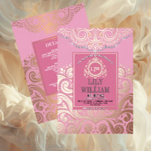 RoseGold Rose Poussiéreuse Mariage Bohème Monogram