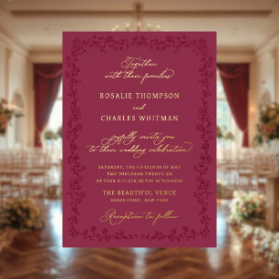 Invitation En Aluminium Roses Anciennes Cadre Floral Mariage Bourgogne 