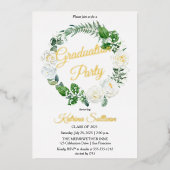 Invitation En Aluminium Roses blanches | Eucalyptus Green Graduation 2023 (Recto)