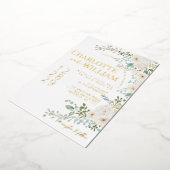 Invitation En Aluminium Roses blanches rustiques Verdure Mariage moderne (Rotation)