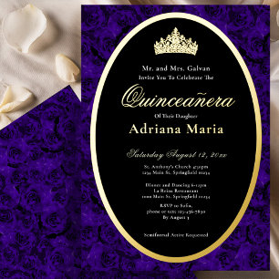 Invitation En Aluminium Roses Bleues Elégantes Couronne de Fleurs Quincean