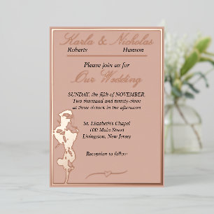 Invitation En Aluminium Roses, Cannelle Claire Mariage, Or Rose