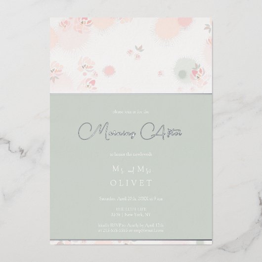 Invitation En Aluminium Roses de thé douceur matin après (Recto)